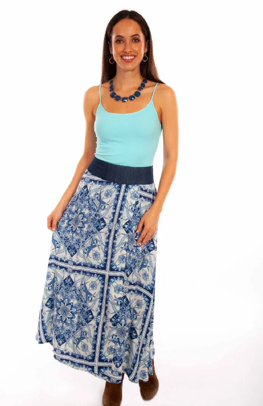 Browse Our Top Products Scully Womens Floral Print Wrap Blue 100% Rayon Skirt