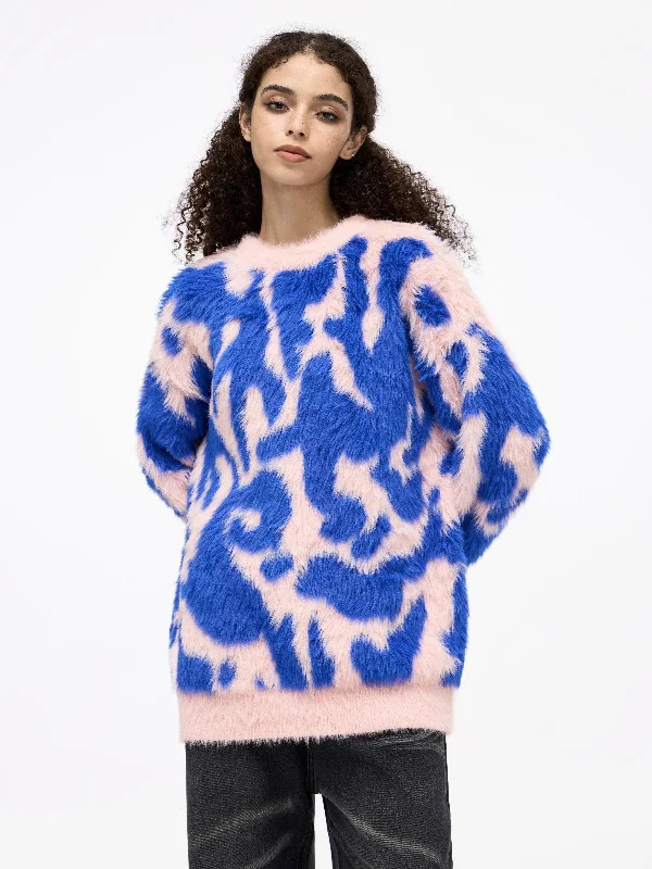 Elegant Style Aelfric Eden Color Blocking Faux Fur Sweater