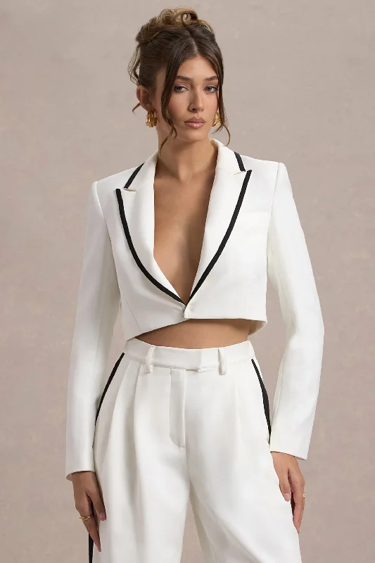 High End Women's Wear Marcie | White Tailored Cropped Blazer