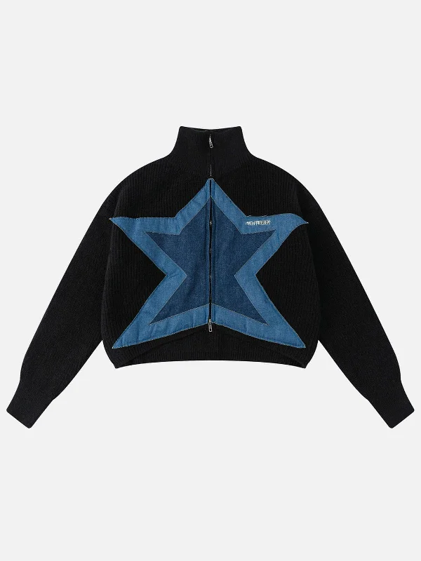 Brand Name Clothing Discount Extravaganza Aelfric Eden Star Denim Applique Cardigan