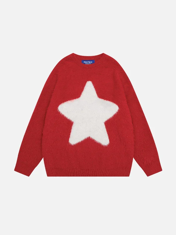 Chic Outfits Aelfric Eden Star Graphic Red Sweater