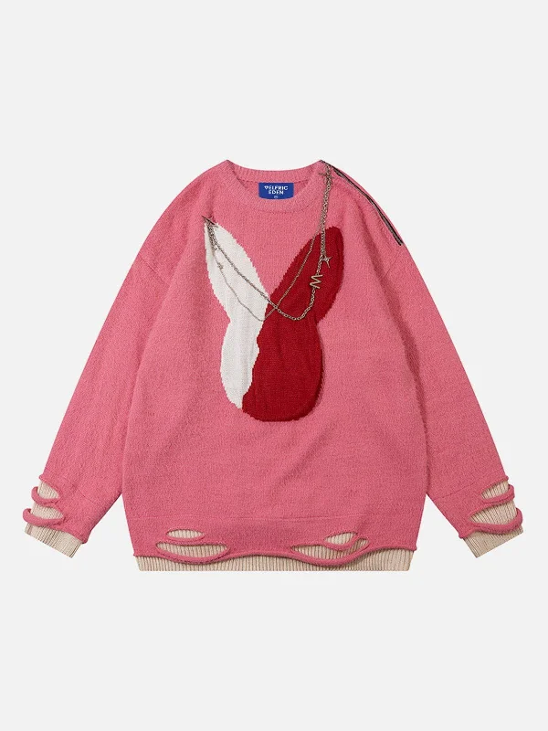 Limited - Time Bundle Aelfric Eden Rabbit Chain Distressed Sweater