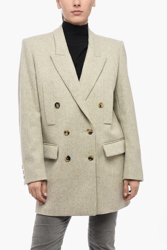 Casual Chic Isabel Marant Double Breasted Coat With Flap Pockets