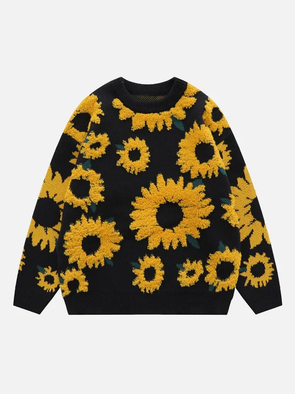 Stylish Savings Aelfric Eden Sunflower Flocking Print Sweater @mouninaa