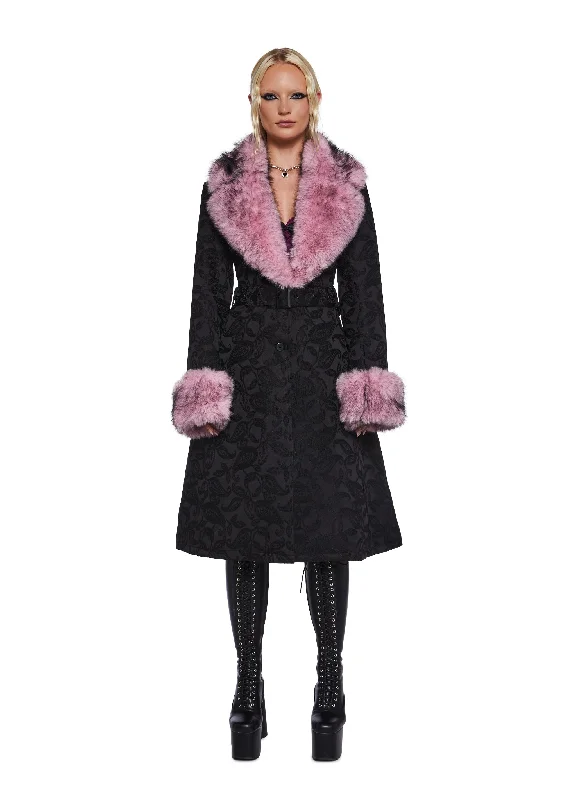 Sleek Design Regal Presence Brocade Coat