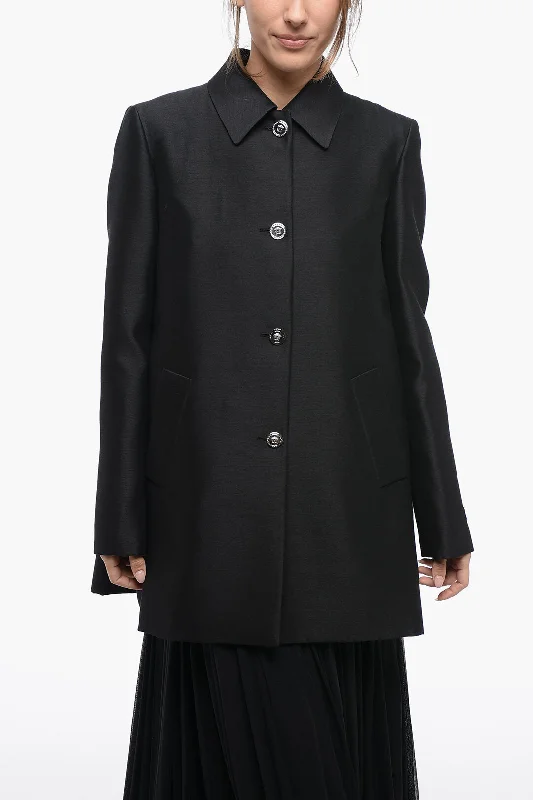 Seasonal Trend Versace Wool-Blended Coat With Medusa Buttons