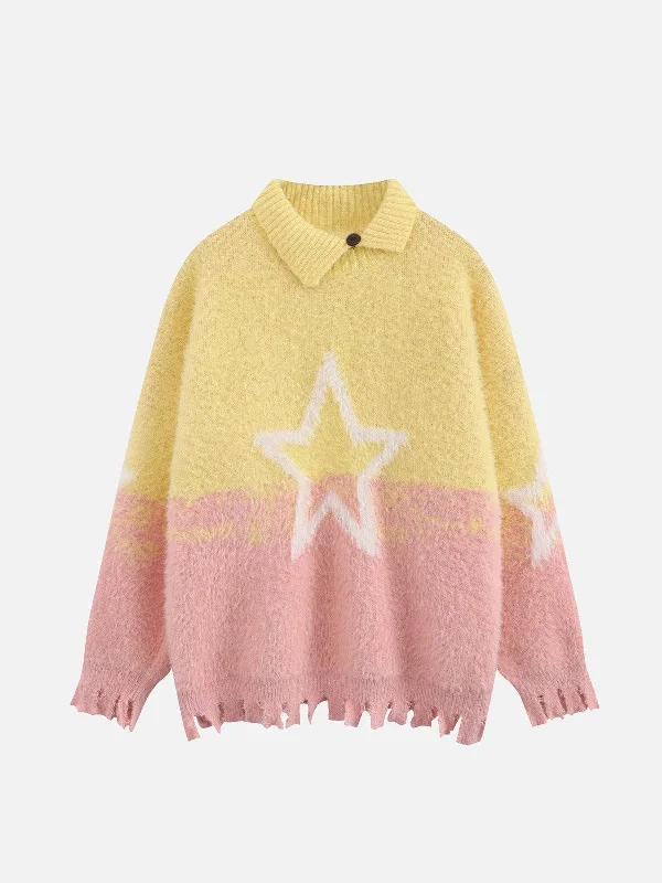 Now On Sale For Chic Urban Styles Aelfric Eden Asymmetric Polo Star Sweater