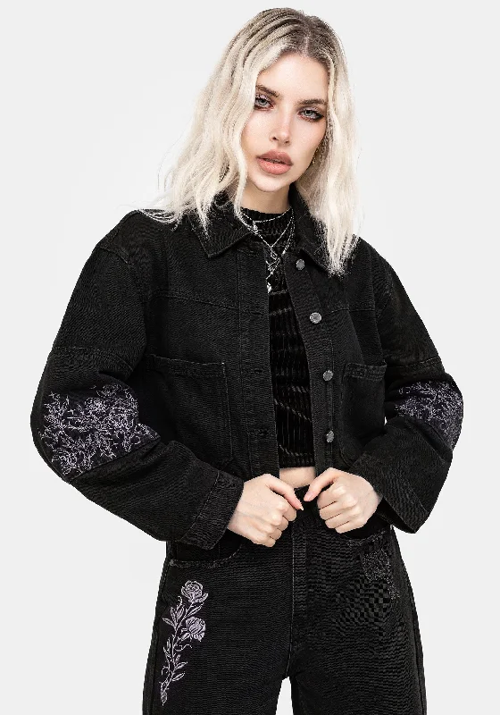 Versatile Style Wardrobe Deadhead Embroidered Denim Carpenter Jacket