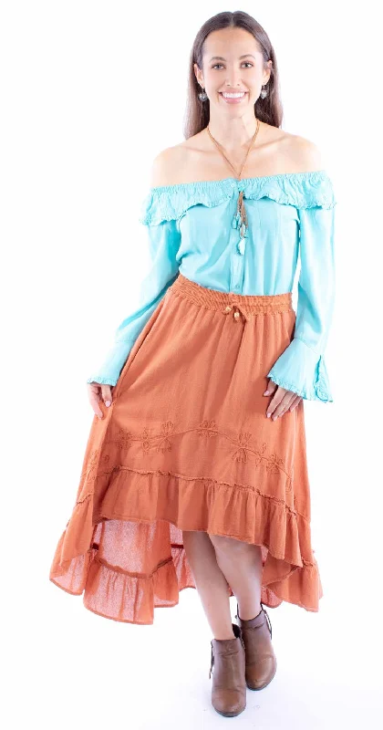 Exclusive Discounts Scully Womens Ruffle Hi Lo Ginger 100% Cotton Skirt