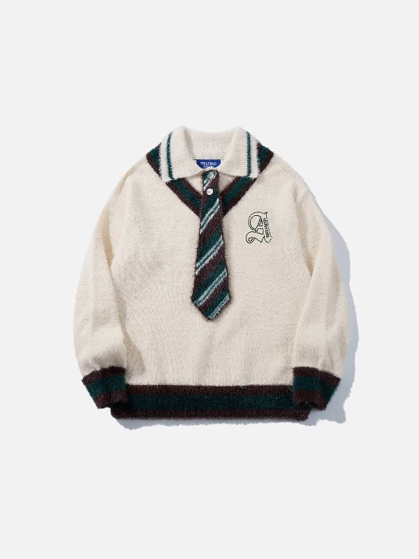 Pastel Styles Aelfric Eden Stripe Tie Polo Sweater