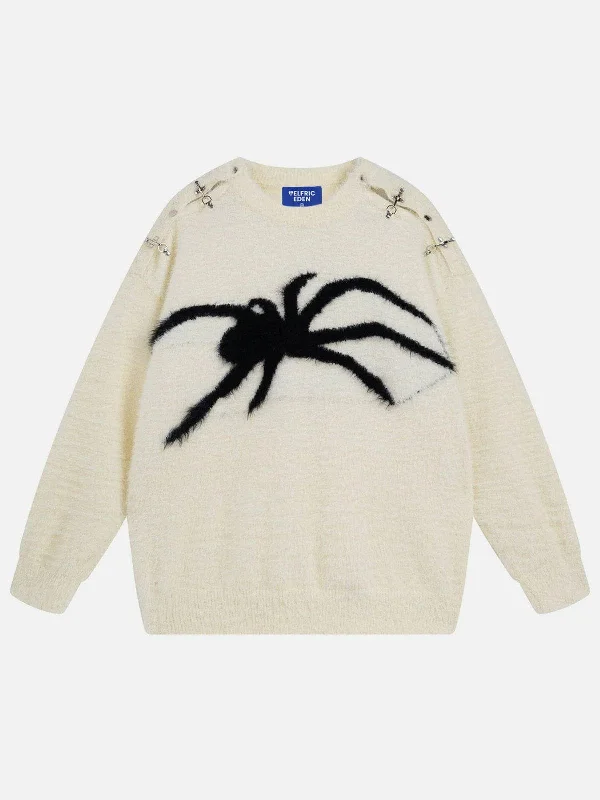 Chic Outfits Aelfric Eden Metal Buckle Spider Jacquard Sweater