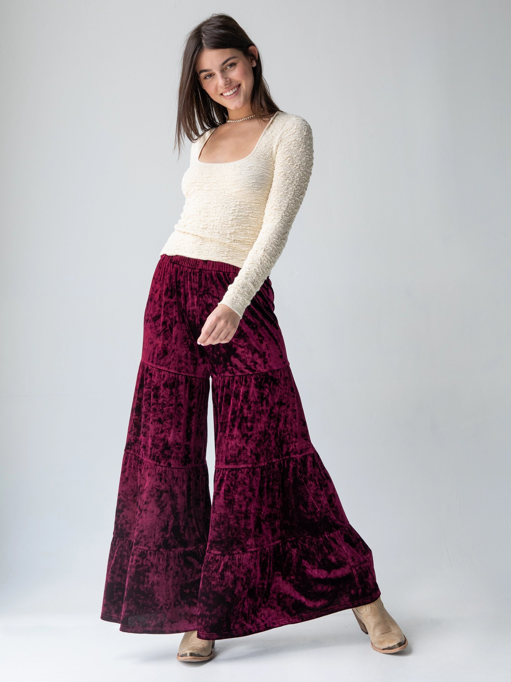 Unbeatable Deals Velvet Patti Palazzo Pant - Cranberry