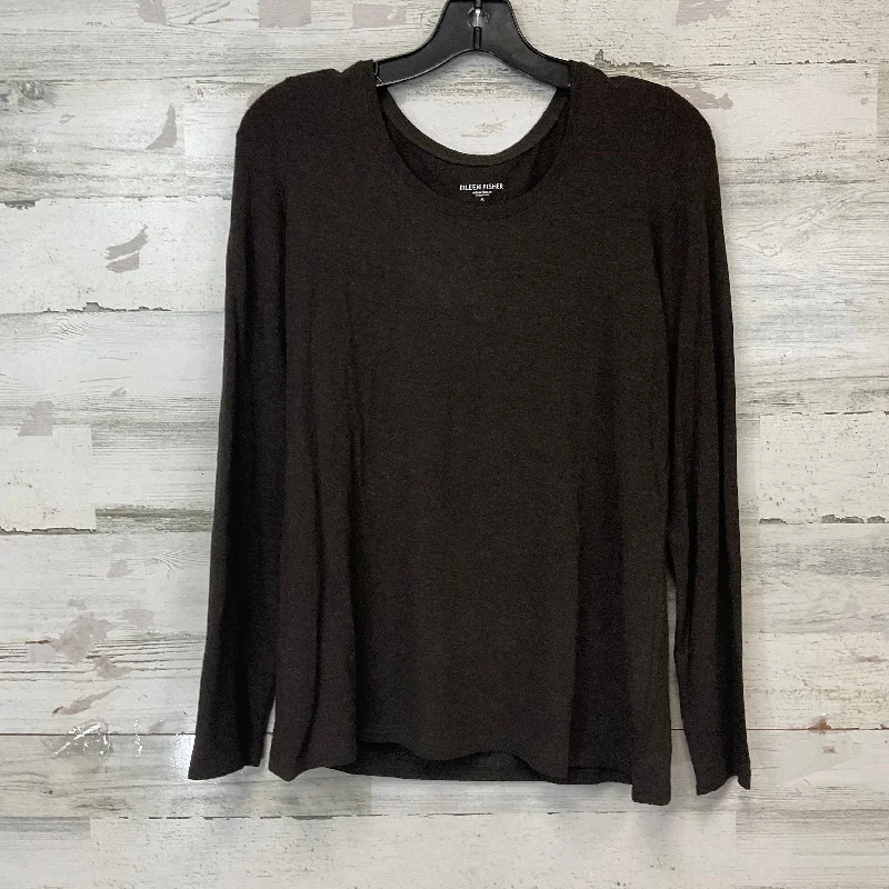 Top Long Sleeve By Eileen Fisher In Brown, Size: M