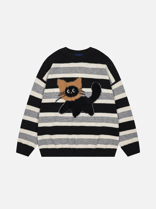 Seasonal Clearance Aelfric Eden Cute Cat Stripe Sweater