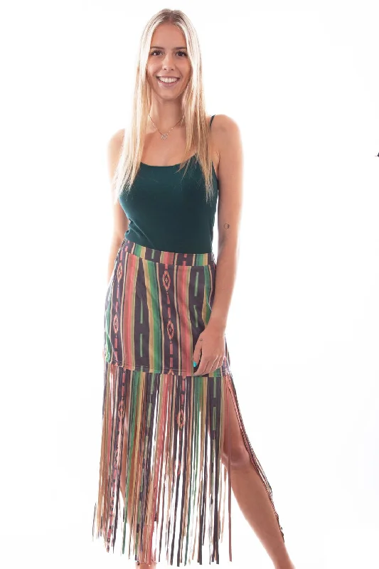 Spring Wardrobe Scully Womens Serape Print Fringe Serape Polyester Blend Skirt