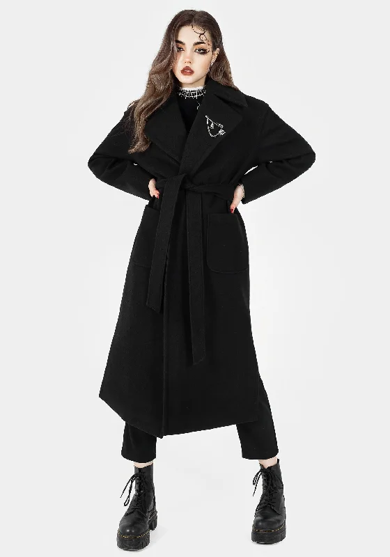 Eco Friendly Fashion Sale Meltdown Oversized Coat with Brooch - Black