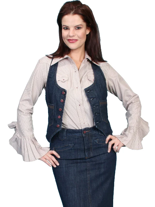 Shop Our Looks Scully Womens Denim Cotton Blend Racer Back Skirt Suit