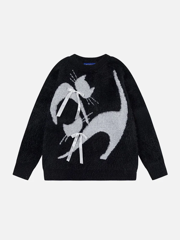 Quality Driven Apparel Aelfric Eden Bow Cat Graphic Sweater