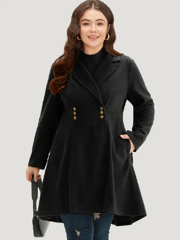 Fashion Sale Solid Lapel Collar Double Breasted Coat