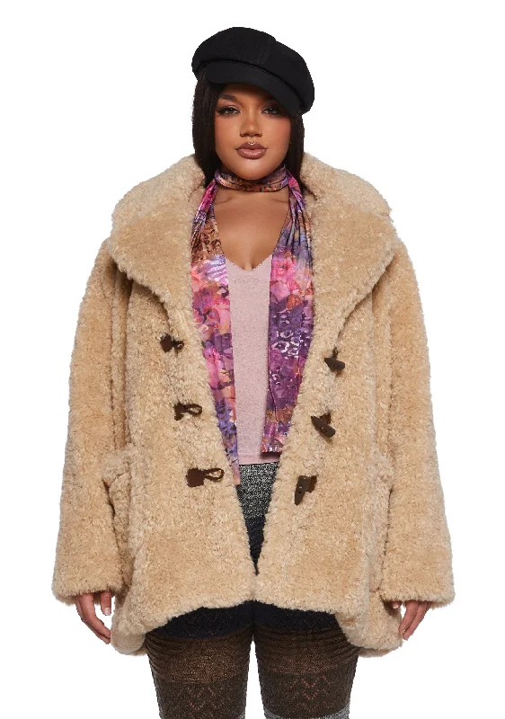 Alluring Design Plus Garage Band Sherpa Cropped Coat