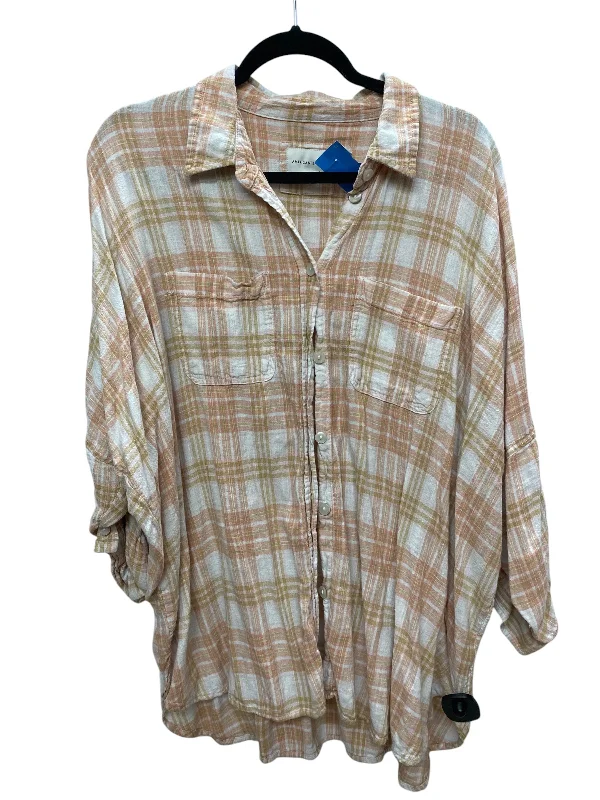 Top Long Sleeve By American Eagle In Plaid Pattern, Size: S