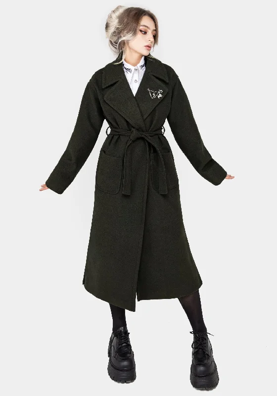 Hot Picks Meltdown Oversized Coat with Brooch - Green