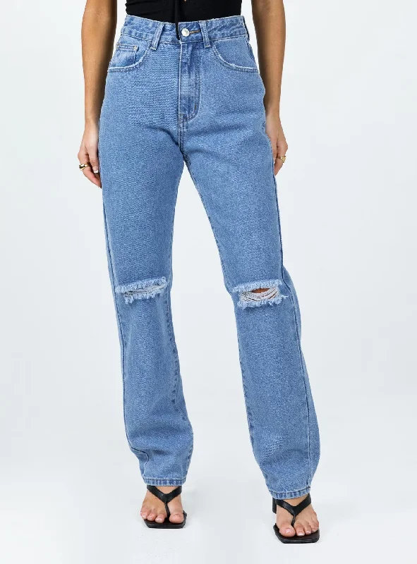 Trend Setting Threads I'm Fine Mom Jeans Mid Wash Denim