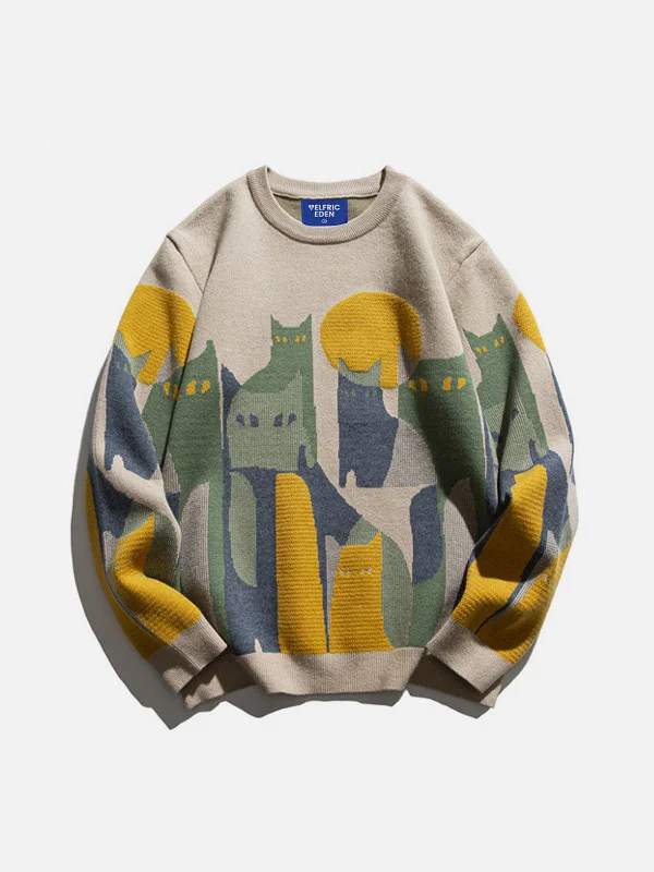 Elevate Your Wardrobe Aelfric Eden Color Blocking Cat Sweater