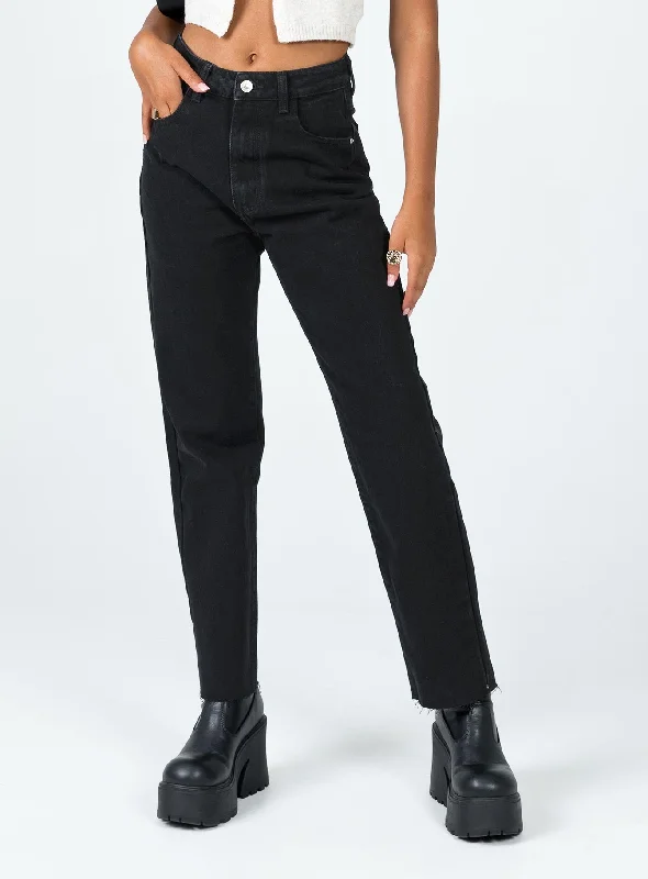 Stylish Spring Fashion Harrow Straight Leg Denim Jeans Black