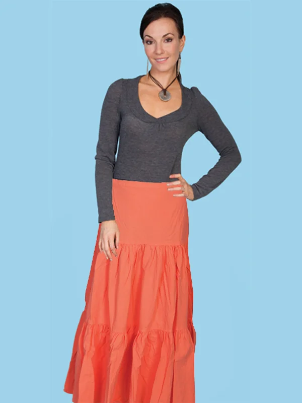 Limited Stock, Big Sale Scully Womens Orange 100% Cotton 3 Tier Skirt