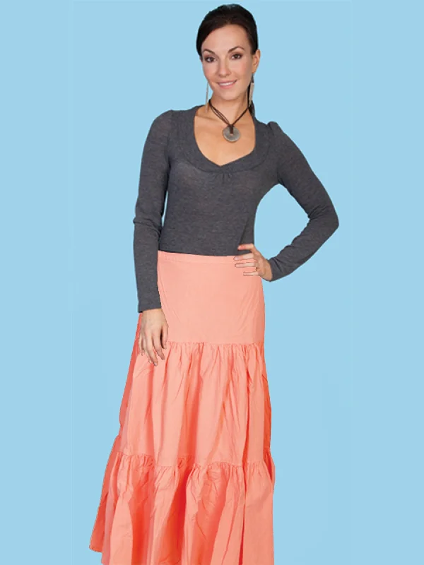 Don't Miss Out Scully Womens Peach 100% Cotton 3 Tier Skirt