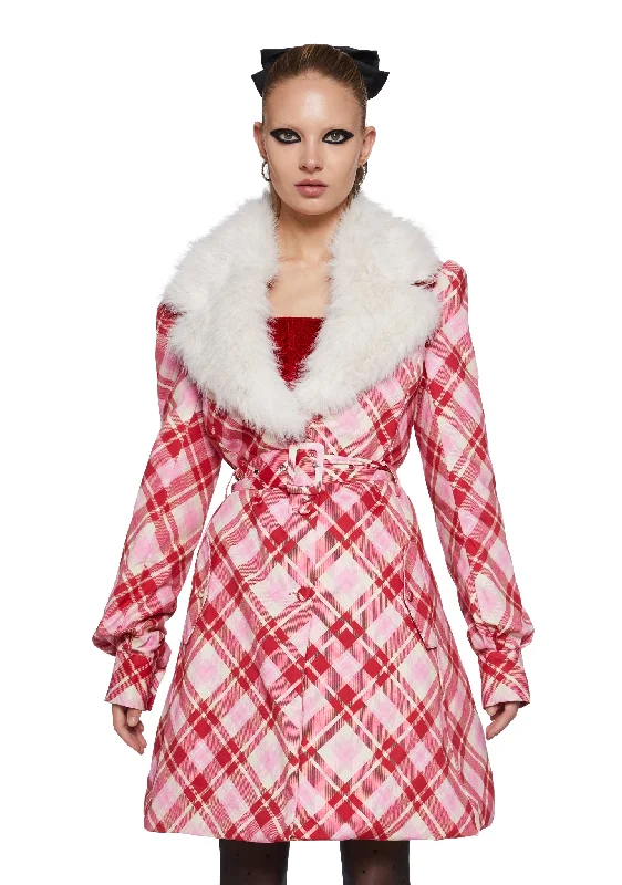 Hot Trends Holiday Party Plaid Trench Coat