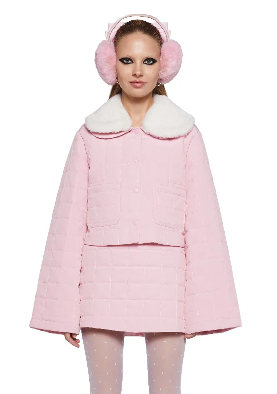 Sophisticated Fashion Polar Express Quilted Jacket  - Pink