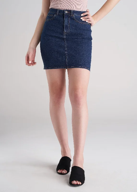 Women's Urban Fashion Classic Women's Tall Denim Skirt in Washed Indigo Blue