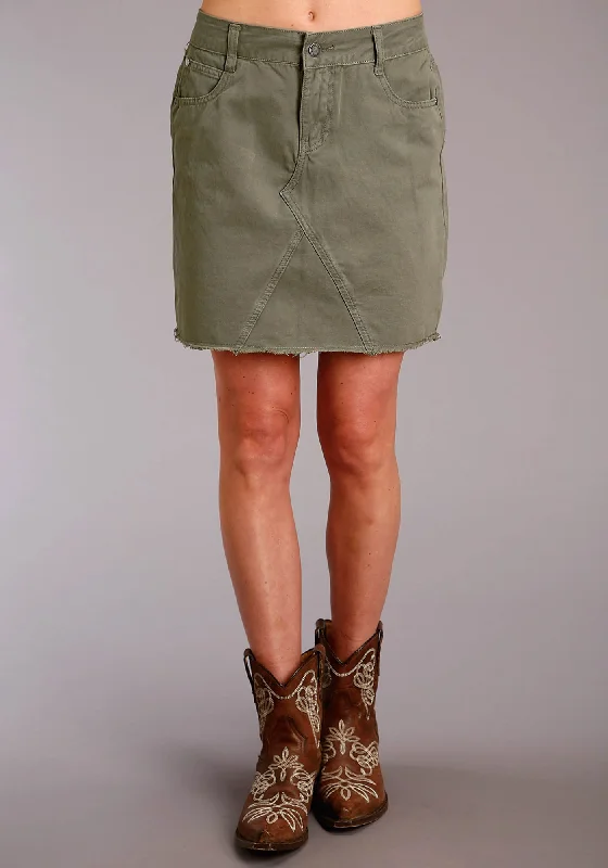 Ethnic Cultural Event Wear Stetson 5 Pocket Womens Olive 100% Cotton Twill Skirt