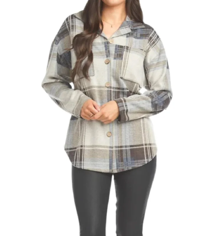 Fashion Forward Outfits Plaid Shacket In Grey