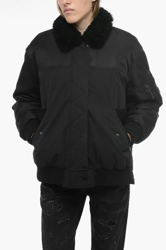 Trendy Aesthetics Yves Salomon YS ARMY Double Fabric Bomber with Fur Removable Lining