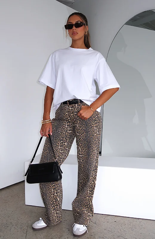 Fashion Sale Stella Low Rise Wide Leg Jeans Leopard