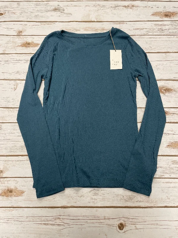 Top Long Sleeve Basic By A New Day In Blue, Size: Xs