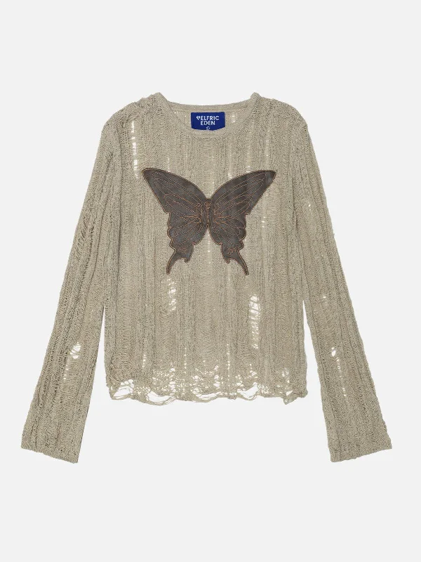 Get The Latest Trends Aelfric Eden Embroidery Butterfly Cut-Out Sweater