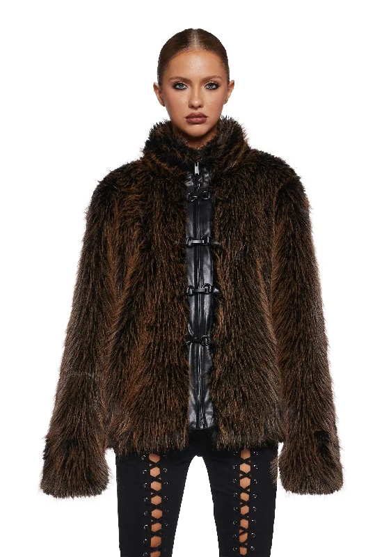 Vibrant Femme Fashion High Society Babe Faux Fur Coat