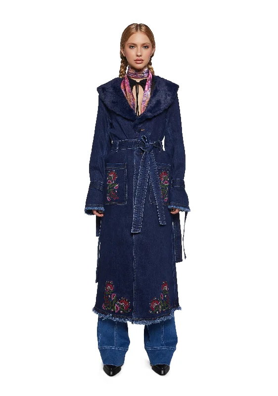 Modern Romance Woven Dreams Denim Trench Coat