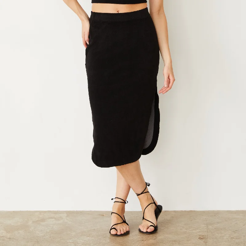 Day To Night Styles Terry Cloth Midi Skirt