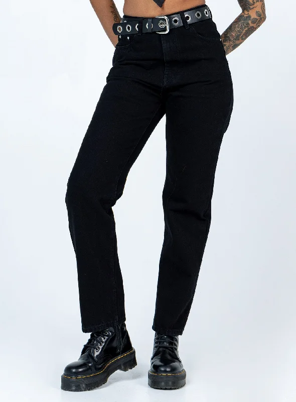 Spring Fashion Raquelle Straight Leg Denim Jeans Black