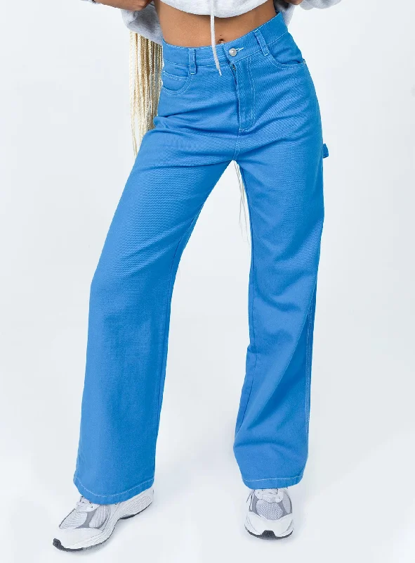 Graceful Cut Leisure Straight Leg Jeans Blue