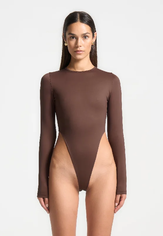 Flash Sale Starts Éternelle High Leg Long Sleeve Bodysuit - Brown