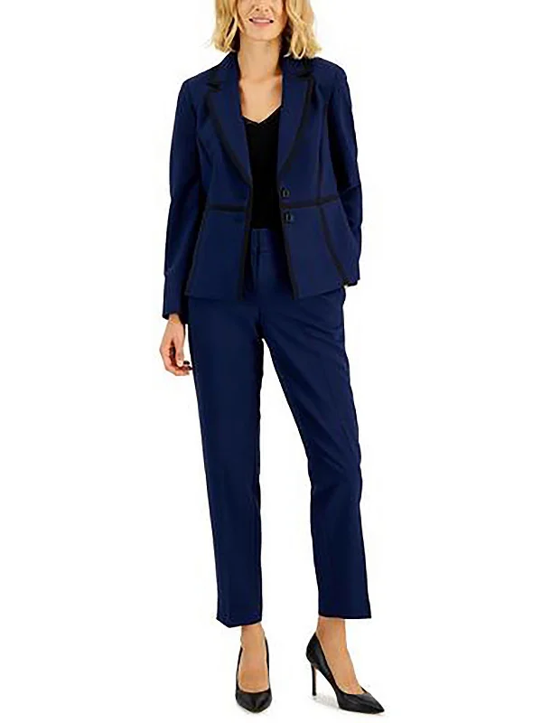 Seasonal Sale Petites Womens Contrast Trim Polyester Two-Button Blazer