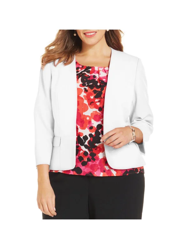 Exclusive Discount Plus Womens Collarless Suit Separate Open-Front Blazer