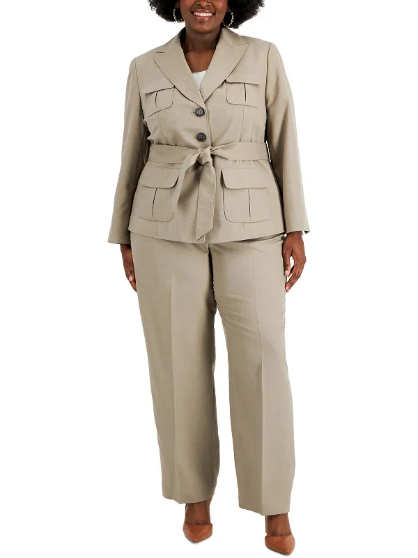 Seasonal Trends Plus Womens 2PC Polyester Pant Suit