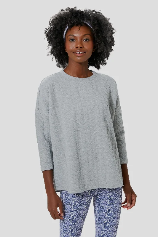 Polished Finish Gray Cable Ally Swing Sweatshirt